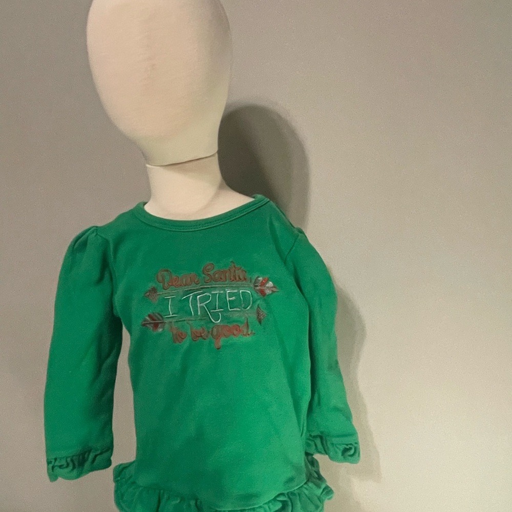 Custom Embroidered Holiday “Dear Santa I Tried” green shirt 3T